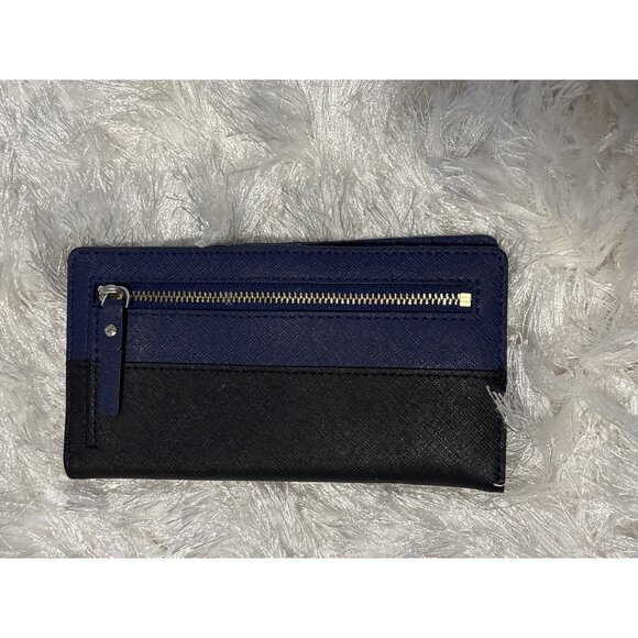 Kate Spade Leather Blue Color Block Bifold Wallet Minimalist - Picture 2 of 5